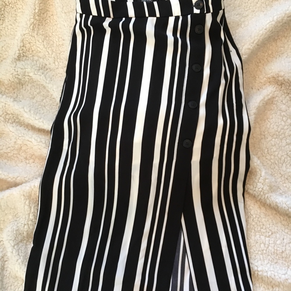 Bershka striped side slit midi skirt